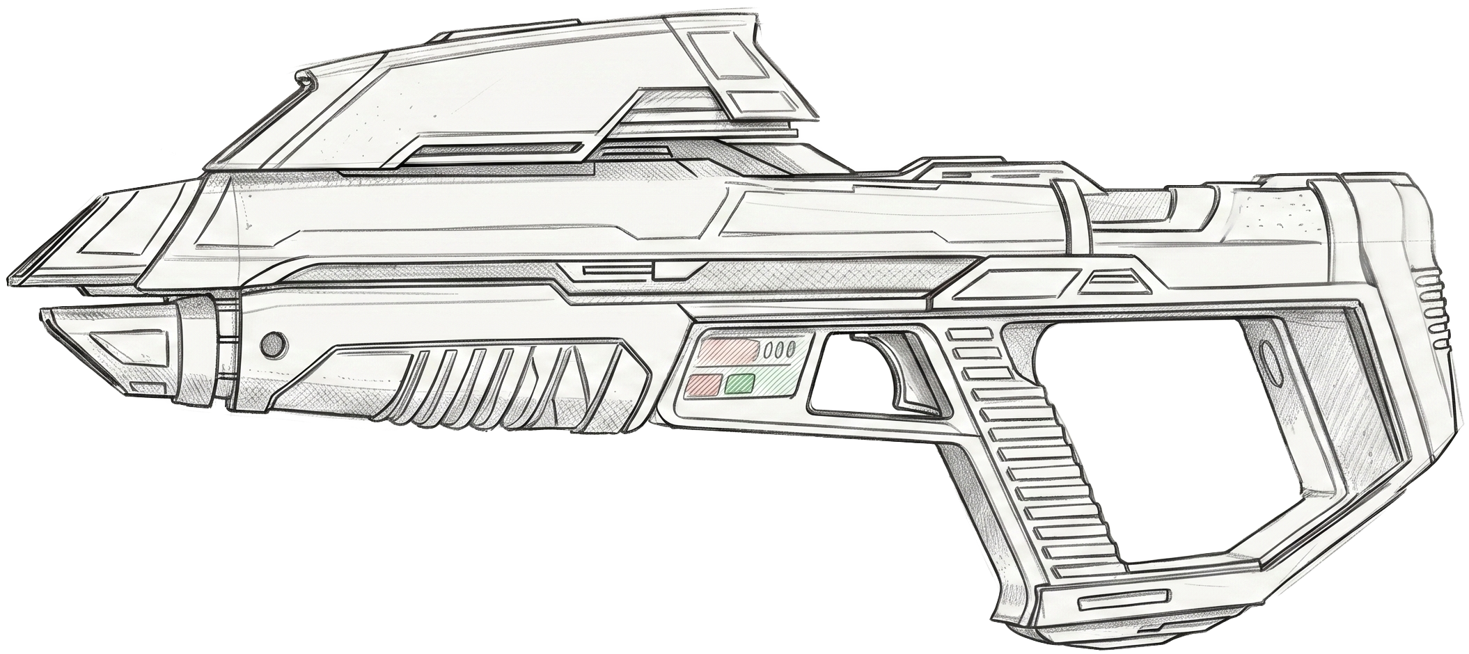 Technical illustration of a Starfleet phaser rifle